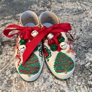 Festive Kids Sneakers with Bells and Bows